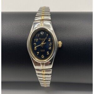 Precision Gruen Diamond Quartz Women's Watch Black Dial Gold/Silver Case Bezel